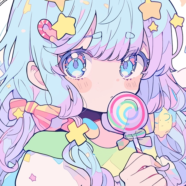 Este é o meu desenho de anime original: uma garota mágica com olhos de galáxia que ama doces e cores pastel.
