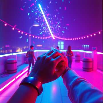Bailando bajo luces de neón en una concurrida fiesta de viernes por la noche