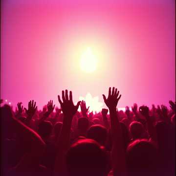 Jumping up and down with thousands of people at a concert