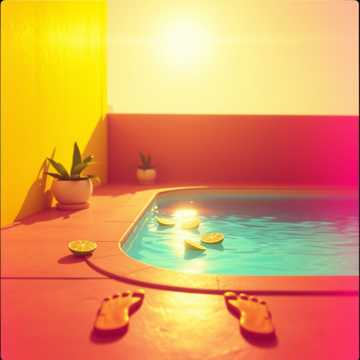Summertime pool party with tropical vibes and cold drinks