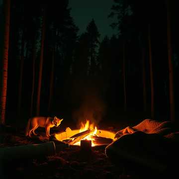 Raconter des histoires autour d'un feu de camp au fond des bois