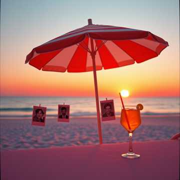 Siroter des cocktails dans un club de plage au coucher du soleil